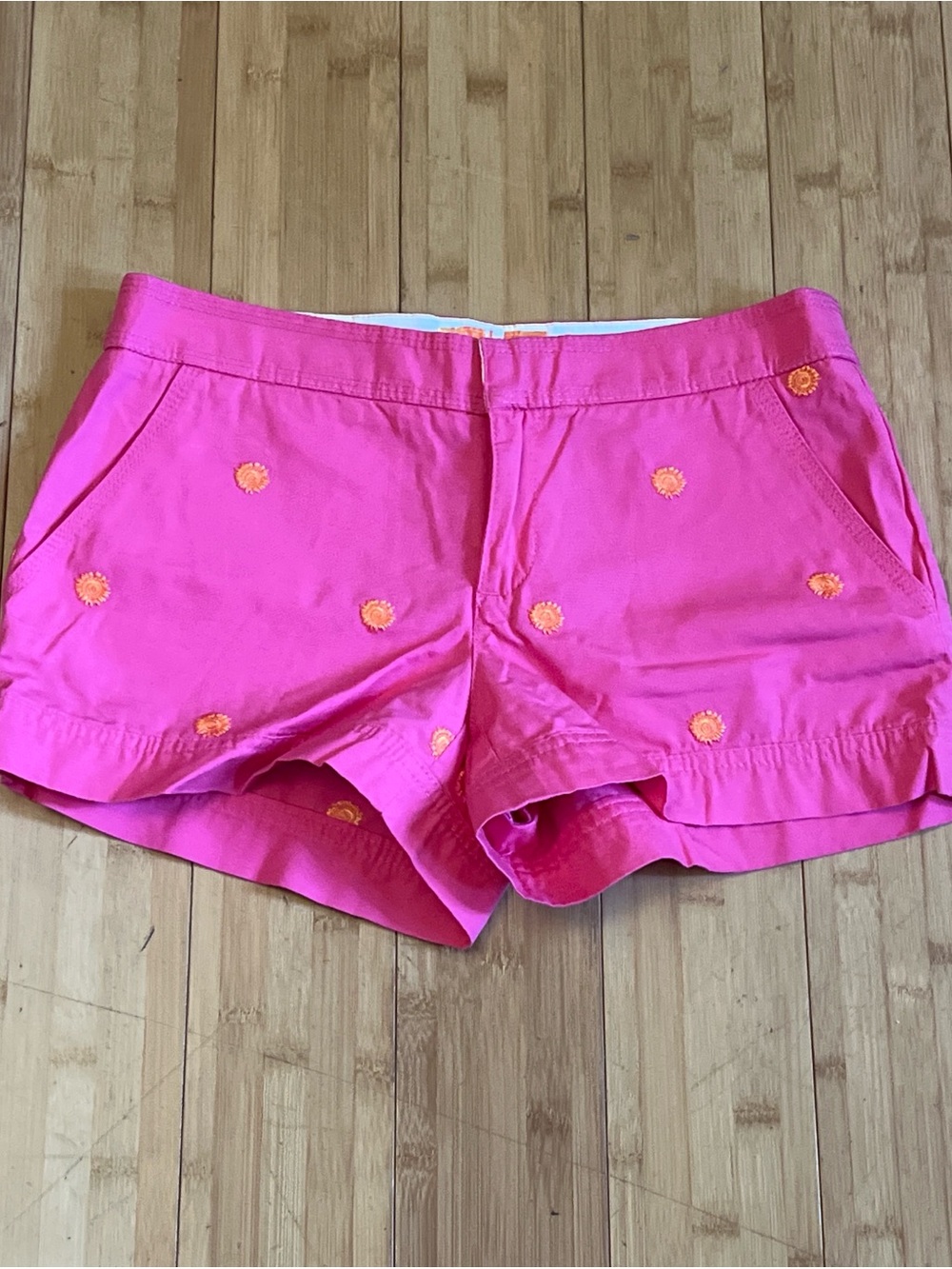 Lilly Pulitzer Hot Pink Shorts with Orange Embroidered Dots